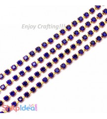 Metal Cup Stone Chain - Blue - 25 Inch